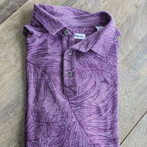 Tommy Bahama Men's Casual Purple Palm Button Up Short Sleeve Polo Shirt, Size XL
